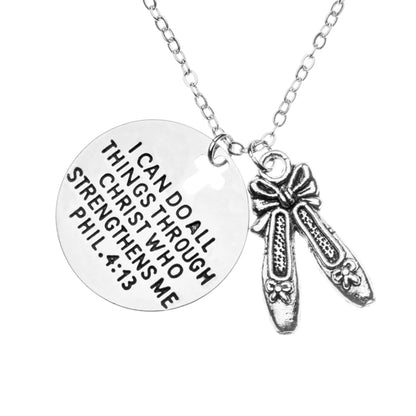 Dance Christian I Can Do All Things Through Christ Who Strengthens Me Necklace - Sportybella