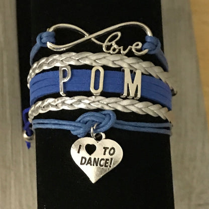 Pom Charm Bracelet- Blue