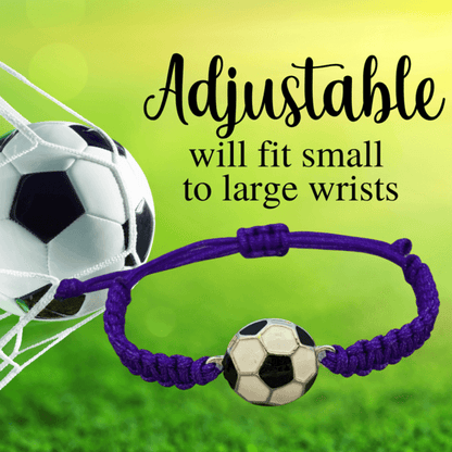 Adjustable Purple Soccer Bracelet - Fit Small to Large Wrists