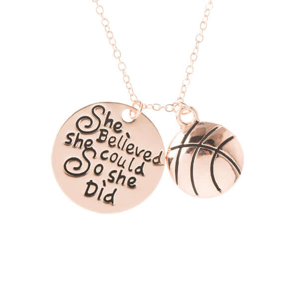 Basketball She Believed She Could So She Did Necklace - Sportybella