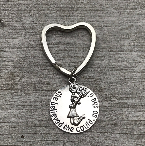 Cheer Keychain- She Believed She Could So She Did - Sportybella