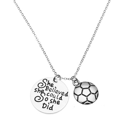 Girls Soccer She Believed She Could So She Did Necklace
