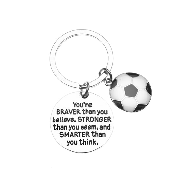Soccer Keychain - Inspirational You’re Braver than you Believe