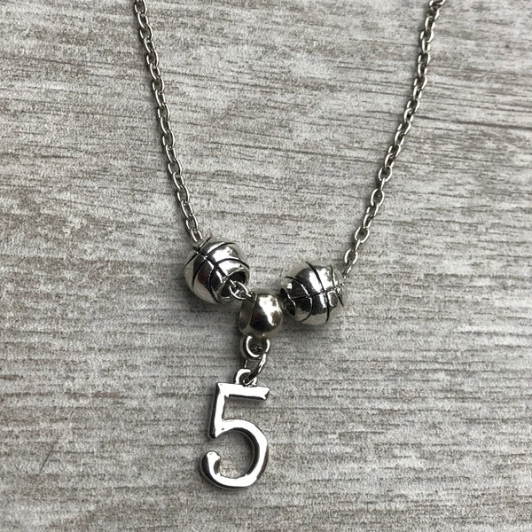 Personalized Basketball Necklace with Number Charm