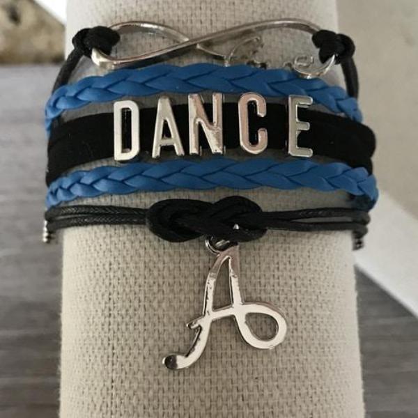 Custom Dance Infinity Bracelet with Initial Charm - Sportybella