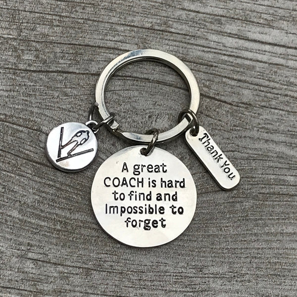 Ski Coach Keychain, Great Coach is Hard to Find Coach Keychain