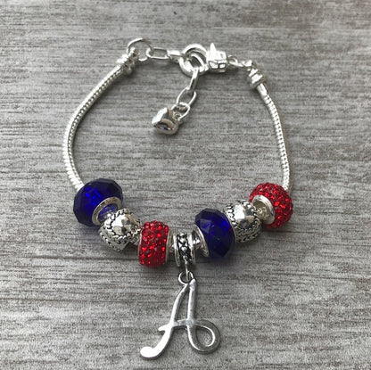 Personalized Softball Beaded Charm Bracelet