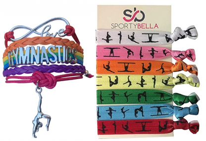 Gymnastics Bracelet and Hair Tie Gift Set - Rainbow
