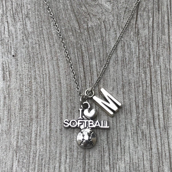 Personalized Love Softball Necklace
