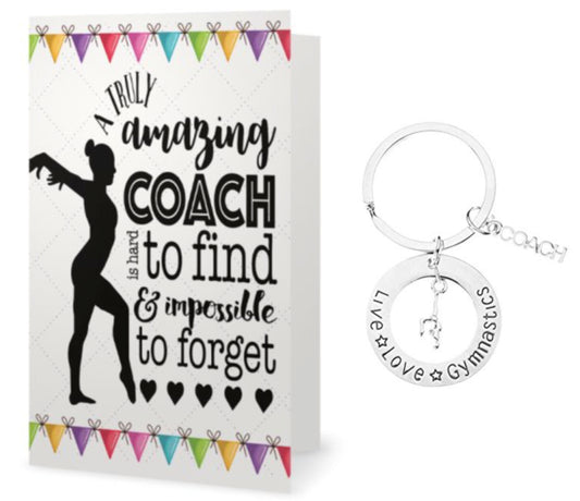 Gymnastics Coach Keychain & Card Gift Set