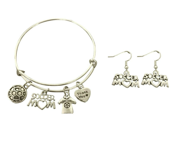 Soccer Mom - Bangle Bracelet & Earrings Set