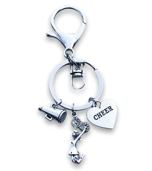 Zipper pull cheer keychain with charms