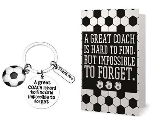 Soccer Coach Keychain and Card - Great Coach is Hard to Find But Impossible to Forget