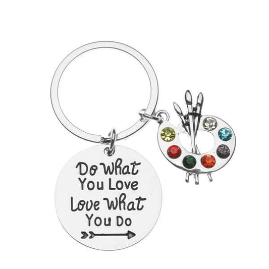 Artist Paint Palette Keychain, Do What You Love Painters Jewelry