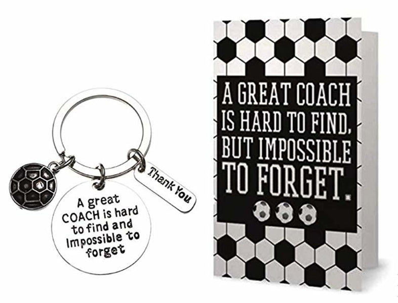 Soccer Coach Keychain & Card Gift Set, Great Coach is Hard to Find