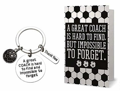 Soccer Coach Keychain & Card Gift Set, Great Coach is Hard to Find