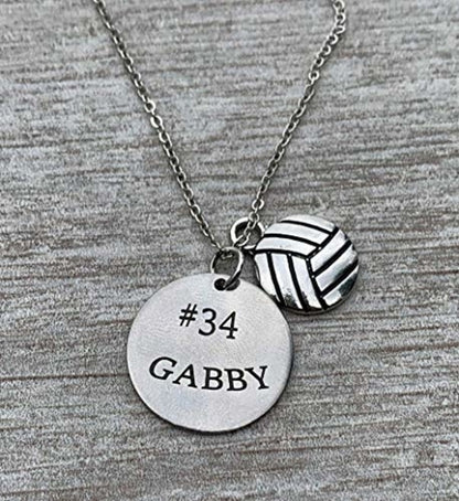 Personalized Engraved Volleyball Charm Necklace