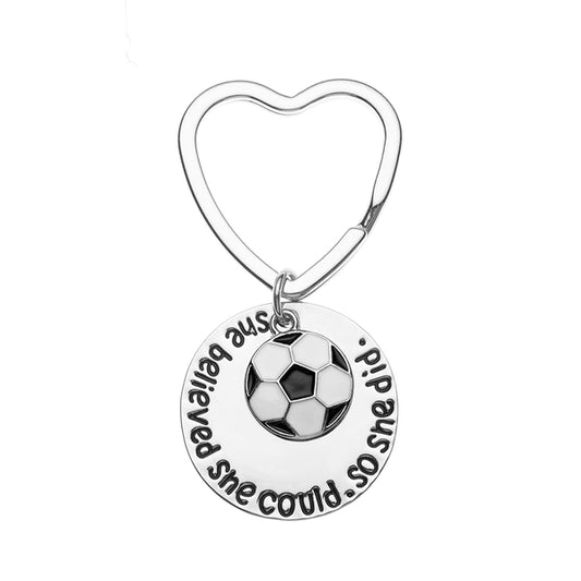Girls Soccer She Believed She Could Heart Keychain