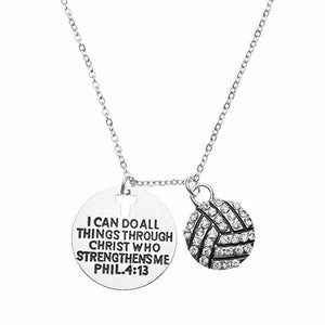 Volleyball necklace with Christian charm