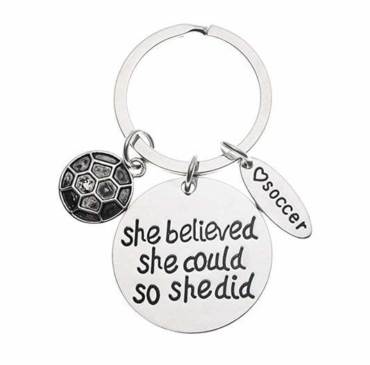 Girls Soccer She Believed She Could Keychain - Sportybella