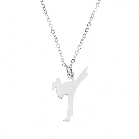 Martial Arts Girl Stainless Steel Necklace