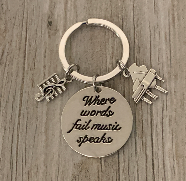 Piano Keychain - When Words Fail Music Speaks