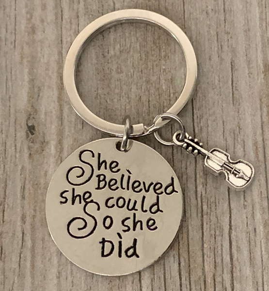 Violin Keychain - She Believed She Could So She Did
