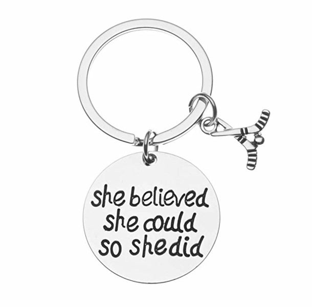 Ice Hockey She Believed She Could So She Did Keychain