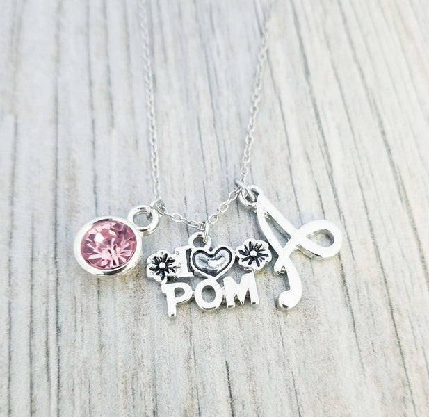 Personalized Pom Necklace with Letter & Birthstone