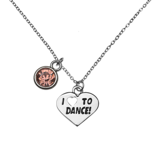 Girls Pink Love To Dance Necklace