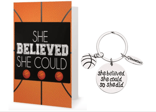 Basketball She Believed She Could So She Did Keychain & Card Gift Set