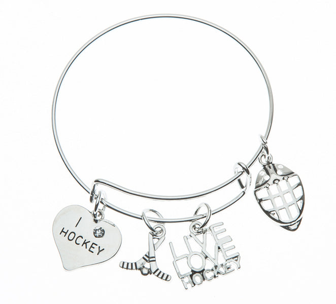 Girls Ice Hockey Goalie Bangle Bracelet - Sportybella