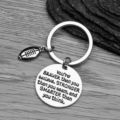 Football Keychain - Inspirational You’re Braver than you Believe