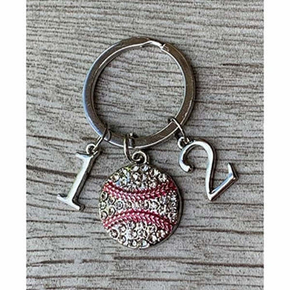 Baseball Keychain with Number Charms
