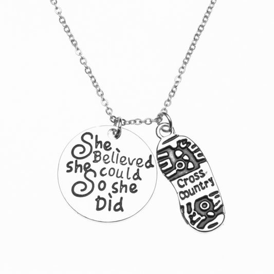Cross Country She Believed She Could Necklace