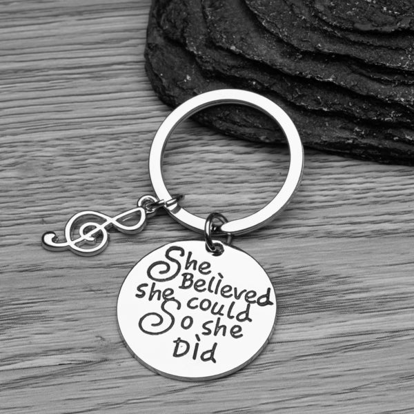 Music Keychain - She Believed She Could So She Did