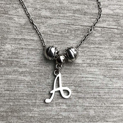 Personalized Basketball Charm Necklace with Letter Charm
