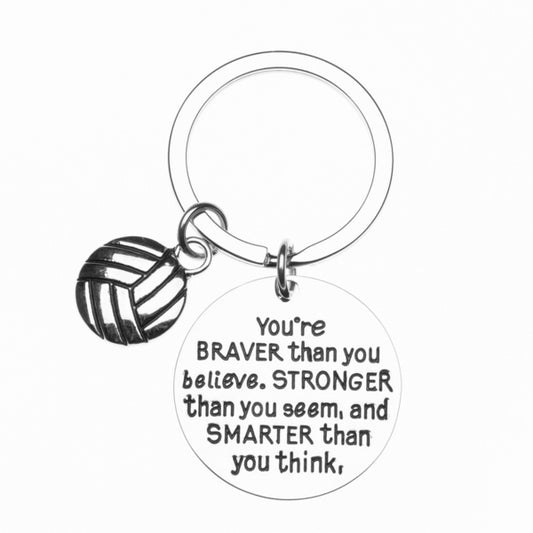 Volleyball Keychain - Inspirational You’re Braver than you Believe