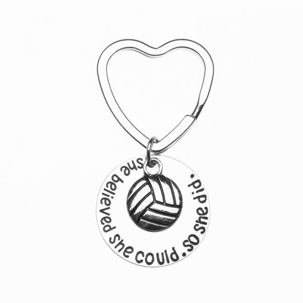 Volleyball She Believed She Could So She Did  Heart Keychain