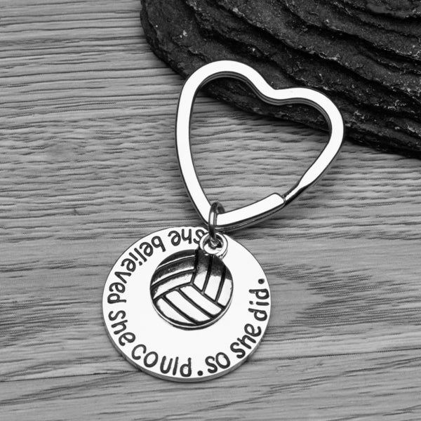 Volleyball She Believed She Could So She Did  Heart Keychain