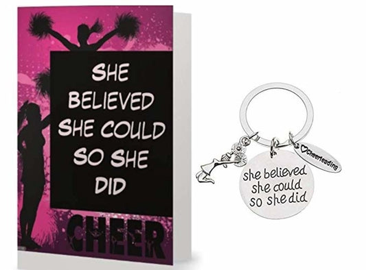 Cheer Keychain & Card Gift Set - She Believed She Could So She Did