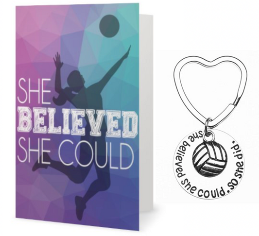 Volleyball Keychain & Card Gift Set - Heart Shape