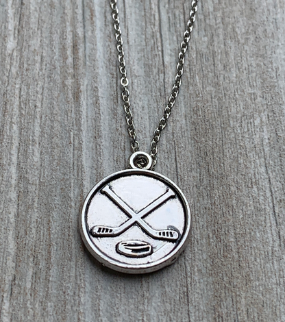 Ice Hockey Round Stick Necklace