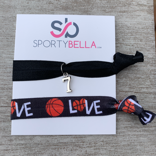 Personalized Basketball Hair Ties 2pc Set