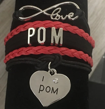 Pom Red and Black Charm Bracelet- Pick Style