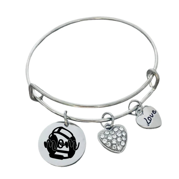 Wrestling Mom Charm Bangle Bracelet