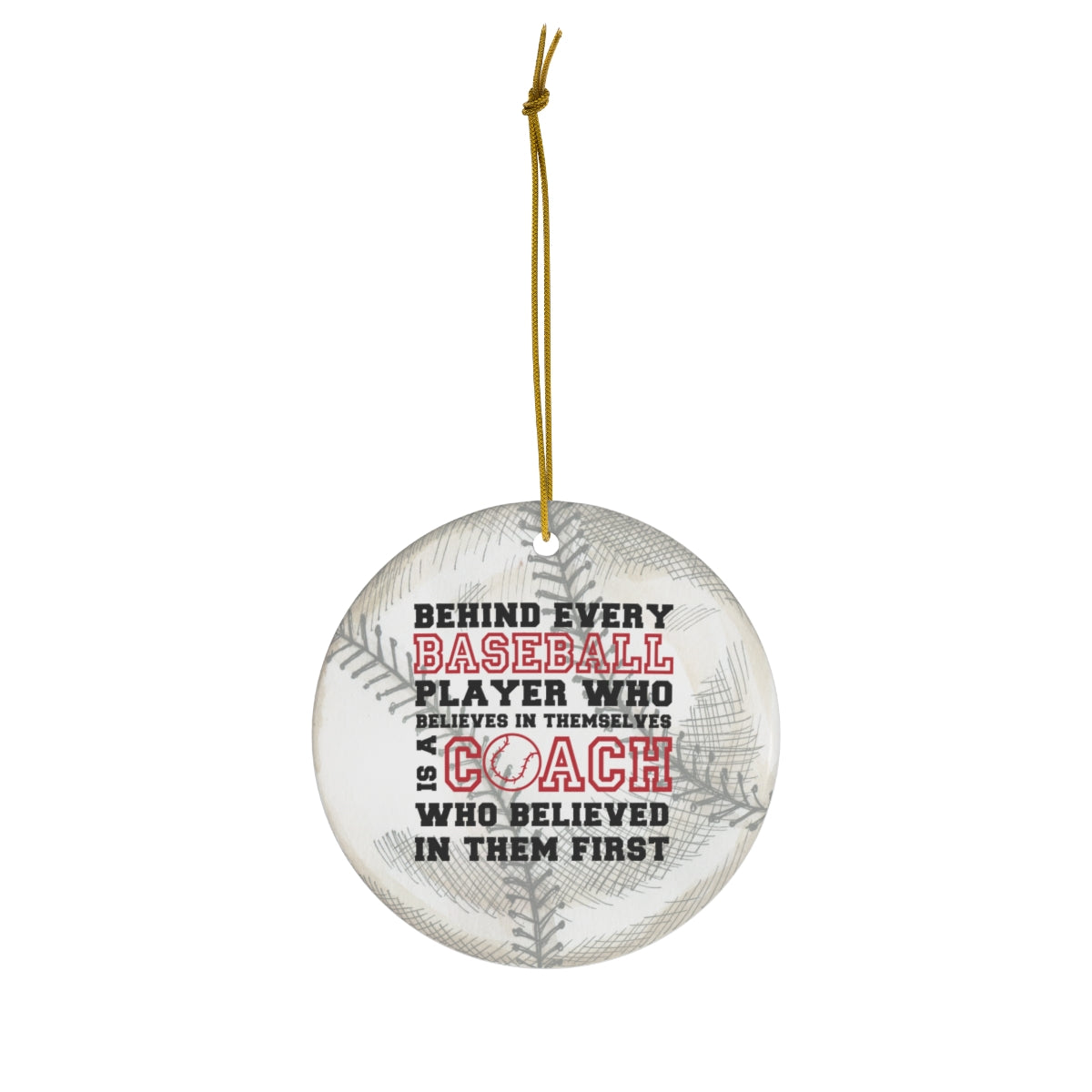 Baseball Coach Christmas Ceramic Tree Ornament