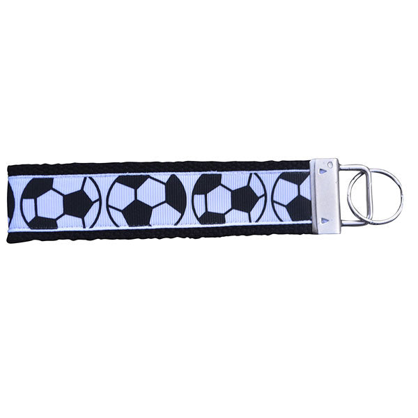 Girls Soccer Wristlet Keychain - Black - Sportybella
