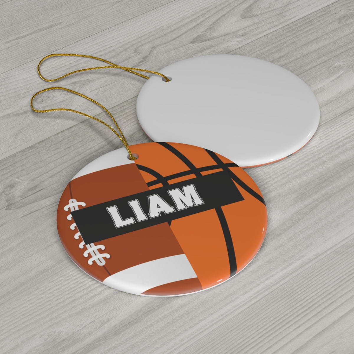 Basketball Football Christmas Ornament - 2 Sport Athlete