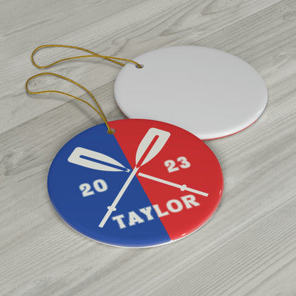 Crew Ornament, Personalized Christmas Ceramic Rowing Christmas Tree Ornament, Gifts for Rowers, Crew Team, Paddles, Oar